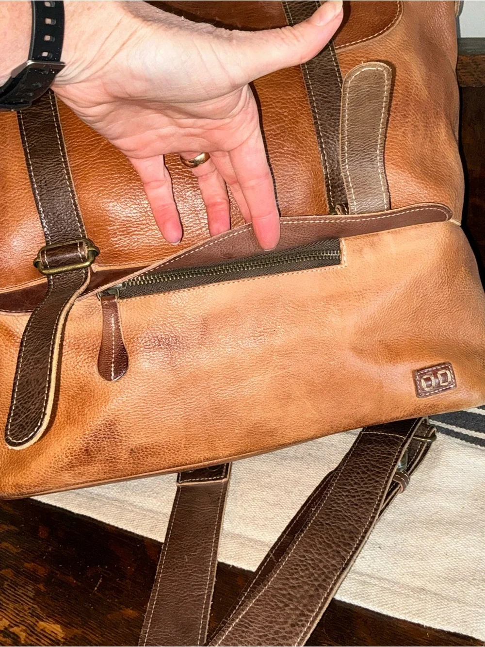 Bed Stu Two-Tone Brown Leather Tote